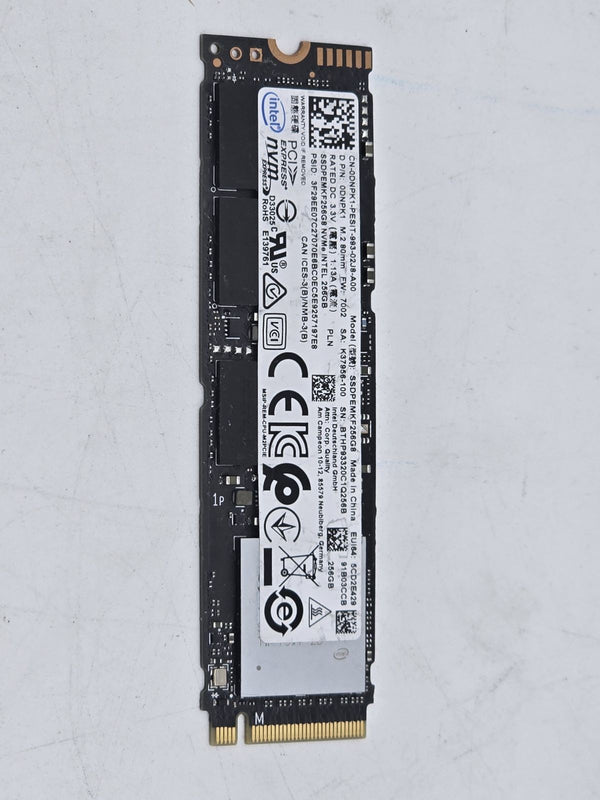 INTEL 256GB NVME PCIE M.2 SOLID STATE DRIVE - BLACK - Like New