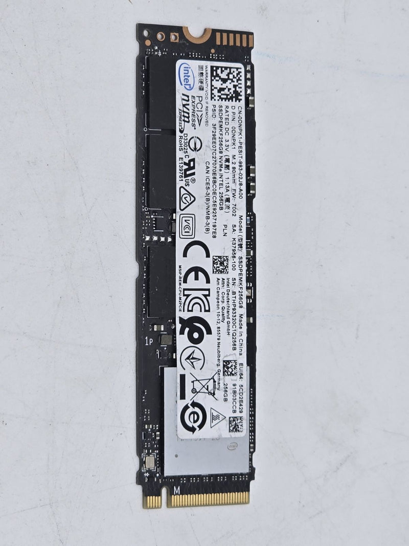 INTEL 256GB NVME PCIE M.2 SOLID STATE DRIVE - BLACK - Like New