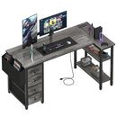 LUFEIYA L SHAPED GAMING DESK WITH DRAWERS STORAGE SHELVES 55 INCH CORNER - GRAY - Like New