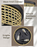 3-Light Flush Mount Ceiling Light, HWH 16'' - Black - Brand New