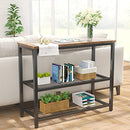 Ecoprsio Small Console Table Sofa Table with Double Mesh Shelves - Rustic - Like New