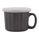 10 Strawberry Street 16oz Set of 4 Soup Mug with Lid, Charcoal Gray - Like New