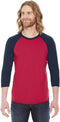 BB453W American Apparel Unisex 3/4-Sleeve Raglan T-Shirt New