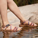 OUTPRO WOMENS HIKING OPEN TOE SANDALS - SIZE: WOMEN 8.5 - BROWN/MULTICOLOR - Like New