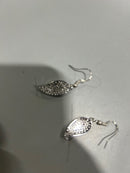 GENERIC SILVER AND WHITE LEAF EARRINGS - SILVER AND WHITE - Like New