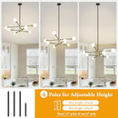 BESLOWE 431" 8-LIGHT MODERN MID CENTURY CHANDELIER JP2034-8BK - BLACK/GOLD - Like New