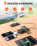 SOARAISE WIRELESS SOLAR POWER BANK, 25000MAH, 3 CABLES, 2 OUTPUTS - ORANGE - Like New