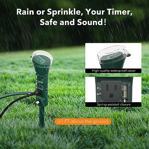 BN-LINK Outdoor Power Stake Timer 6 Grounded 6ft Extension BNC-60/U13R - GREEN - Like New