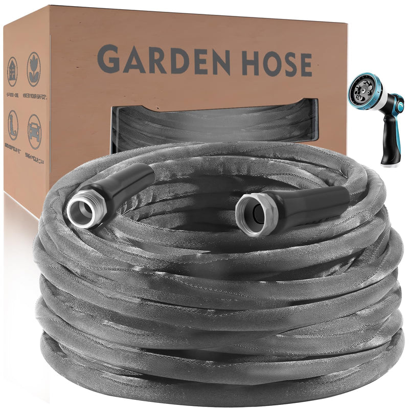 RELXITL NON-EXPANDING GARDEN HOSE 75FT – FLEXIBLE WITH 10-FUNCTION SPRAY NOZZLE - Like New