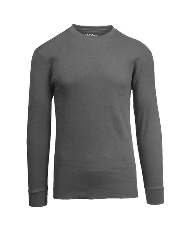 BLUE ICE MEN'S WAFFLE KNIT THERMAL CREW NECK SHIRT - SIZE: MEN L - CHARCOAL - Brand New