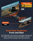 ECOMOMENT DASH CAM FRONT AND REAR, 4K ULTRA HD, WI-FI GPS, 32GB, GT801 - BLACK - Like New