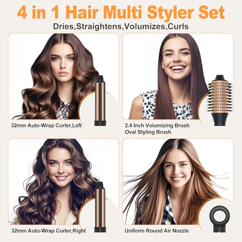 USBELFF HAIR STYLER HAIR DRYER BRUSH 110,000 RPM HB-801 - BLACK/GOLD - Like New