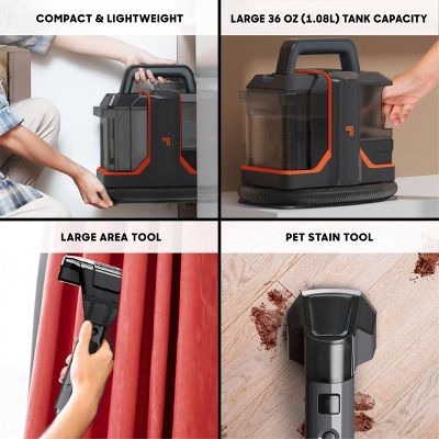 SHARPER IMAGE STAIN CLEANER PORTABLE SPOT VACUUM 16 FT CORD, BLACK - Like New