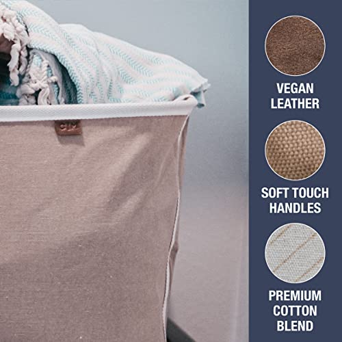 CLEVERMADE COLLAPSIBLE LAUNDRY BASKETS, 2PK 60L 16 GAL 7077-1310-00022PK - MOCHA Like New