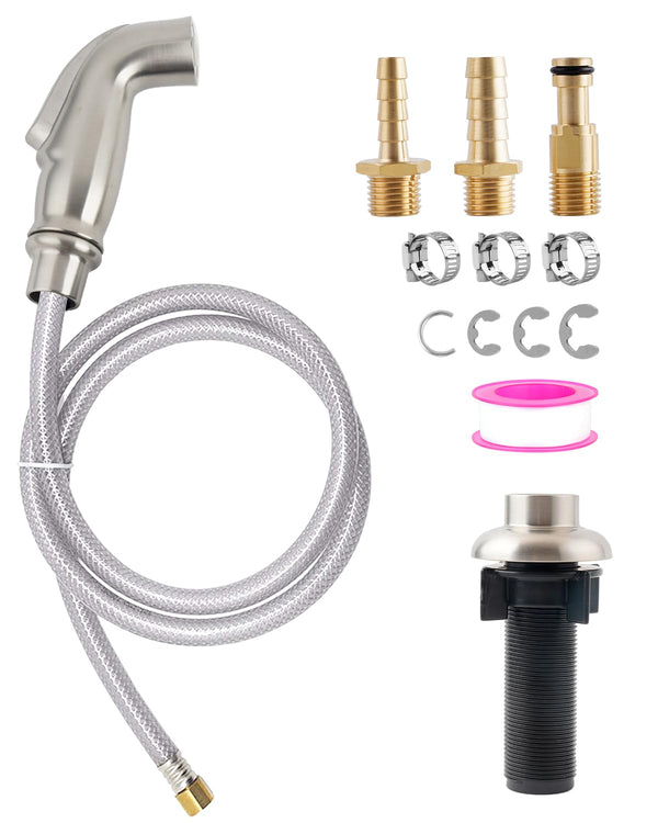 HYGIE RINSE UNIVERSAL KITCHEN SINK SPRAY ATTACHMENT/HOSE/HOLDER - Nickeled - Like New