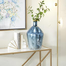 Deco 79 Glass Decorative Vase Centerpiece Vase Gold Rim Flower Vase - Blue - Brand New