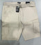 BLU ROCK MEN'S VINTAGE-LIKE COTTON CARGO BELTED SHORTS - SIZE: MEN 42 - STONE - Brand New