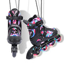 FIHUNY Adjustable Inline Skates for Kids and Adults Light Up Wheels -Pink - Brand New
