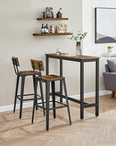VASAGLE Bar Stools Set of 2 29.7" Tall with Back Steel Frame Brown/Black - Brand New