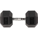 Fitvids RUBBER ENCASED EXERCISE FITNESS HEX DUMBBELL 50LB SINGLE - BLACK - Like New
