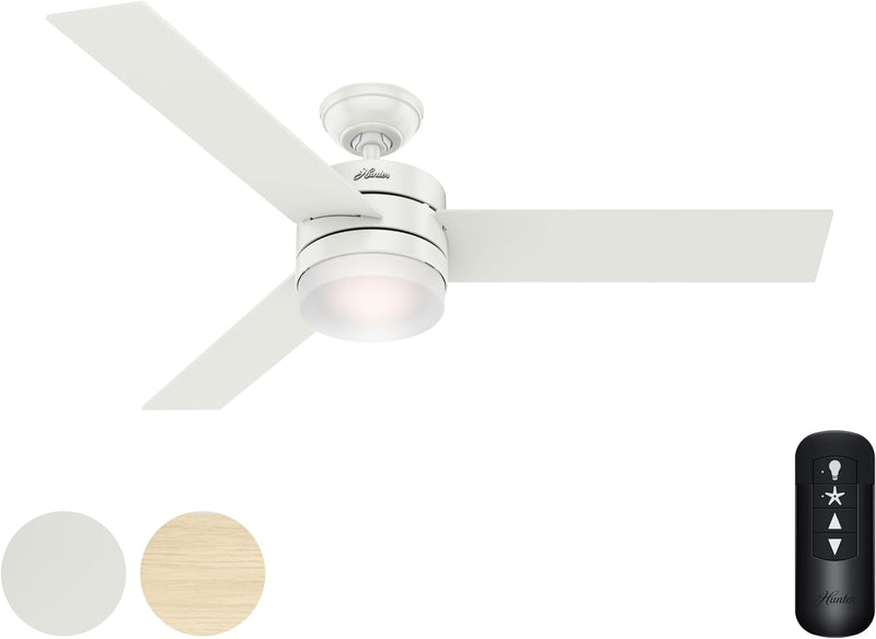 Hunter Fan 54" Indoor Ceiling Fan Light Kit Remote Control 59594 - FRESH WHITE - Like New