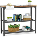 Ecoprsio Small Console Table Sofa Table with Double Mesh Shelves - Rustic - Like New
