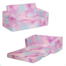 DELTA CHILDREN COZEE 2-IN-1 EXTRA WIDE SOFA LOUNGER-COMFY FLIP - PINK TIE DYE - Like New