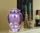 MEMORIALS 4U Lavender Hearts Cremation Urn - Purple & Silver Heart - Burpy - Brand New