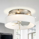 PARROT UNCLE 12.6 IN. INDOOR SATIN NICKEL CAGED FLUSH MOUNT LOW - SILVER/WHITE - Brand New