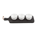 Mud Pie Paulownia Wine Board & Bowl Set Black Board 5"x13" Bowl 2"x3.5" Dia - Brand New