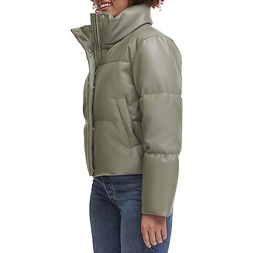 LEVI'S WOMENS LEVI'S WOMEN'S VEGAN LEATHER QUILTED SHORTY PUFFER - Sage - XL - Brand New