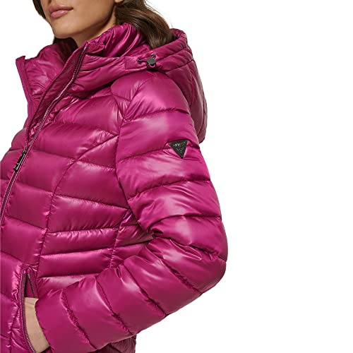 GUESS WOMEN'S MIDWEIGHT PUFFER JACKET SIZE: WOMEN XL QUILTED MAGENTA - Like New