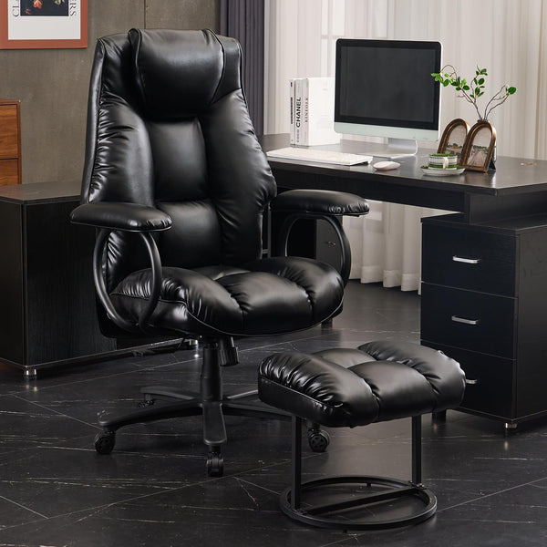 Office Chair Big and Tall, High Back Executive Chair with Ottoman, 400 lbs - Like New