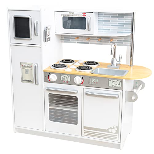 KIDKRAFT UPTOWN WHITE WOODEN PLAY KITCHEN WITH PLAY PHONE GIFT AGE 3+ - WHITE - Like New