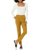 AMAZON ESSENTIALS WOMEN'S BI-STRETCH STRAIGHT LEG PANTS DARK CAMEL SIZE 0 - Brand New