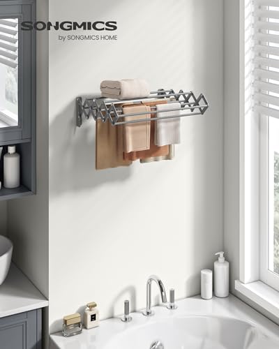 SONGMICS CLOTHES DRYING RACK WALL-MOUNTED DRYING RACK Clothing ULLR802G01 - Gray Like New