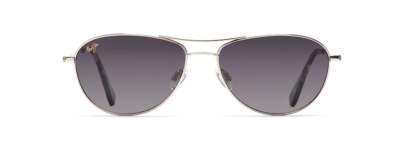 MAUI JIM GRAY BABY BEACH MAUI PURE - SIZE: MEN 56-18 - SILVER FRAME/NATURAL GRAY - Like New
