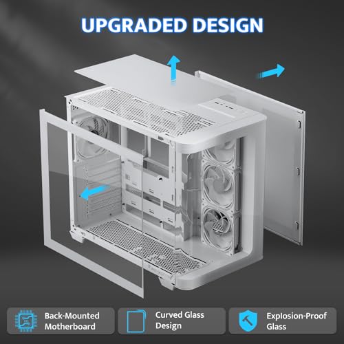 DARKFLASH ATX MID-TOWER GAMING PC CASE BACK PLUG-IN BTF DPW90 - WHITE - Brand New