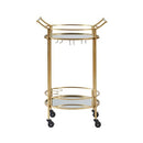 Linon Round Metal and Mirror Bar Cart B01IUKNBX4 - Gold - Brand New
