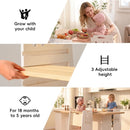 TODDLER TOWER,HEIGHT-ADJUSTABLE STEP STOOL SLIDING SAFETY DOOR - WHITE & NATURAL - Like New