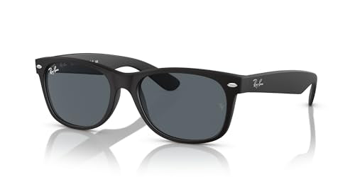 RayBan RB2132 New Wayfarer Square Rubber Black Blue Size 55 - Like New