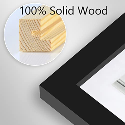 BOJIN 8X16 PICTURE FRAMES BLACK SOLID WOOD WITHOUT MAT PHOTO FRAME -BLACK - Brand New