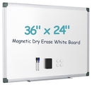 PAPORIA 36" X 24" WHITE BOARD ALUMINUM FRAME MAGNETIC HANGING VS213-2 - WHITE - Brand New