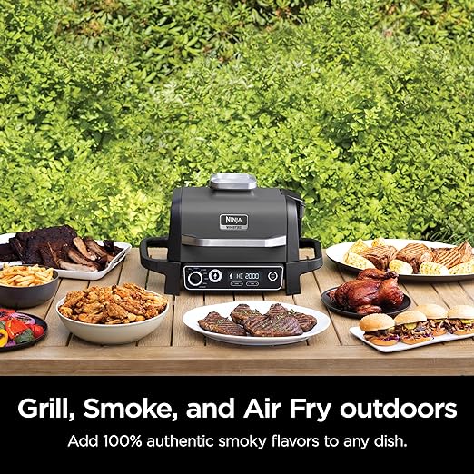 Ninja OG701 Woodfire Outdoor Grill Smoker 7-in-1 Master Grill BBQ Smoker - Grey - Like New