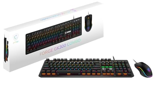 MSI FORGE GK300 COMBO BLUE SWITCHES GAMING RGB KEYBOARD + GM300 MOUSE - BLACK - Like New