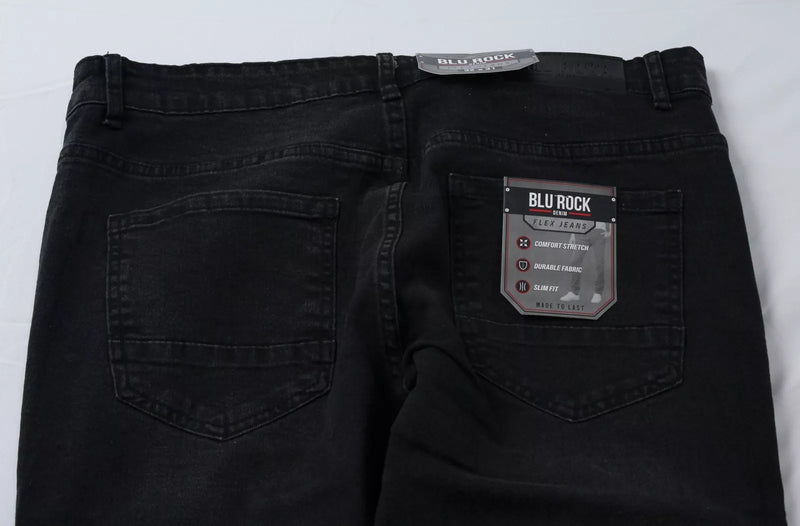 BLU ROCK MEN'S CASUAL FLEX STRETCH SLIM STRAIGHT JEANS - SIZE: MEN 32X31 - BLACK - Brand New