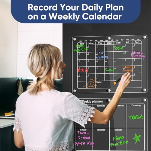 Acrylic Magnetic Calendar for Refrigerator,2pcs Magnet Fridge Calendar - Like New