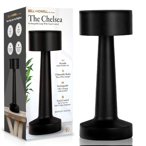 BELL+HOWELL ELEGANT CORDLESS TABLE LAMP LED RECHARGEABLE LAMP 2900 - BLACK - Like New