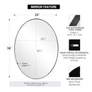 ANDY STAR OVAL WALL MODERN BLACK METAL 24"X36" T03-S10-024B - BLACK - Brand New