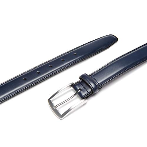 CARLO FELLINI BELTS FOR MEN MEN'S DRESS BELT 100% COW LEATHER BELT 34/36 - NAVY - Like New